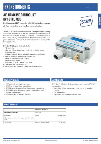 DPT-Ctrl-MOD Air handling controller with Modbus