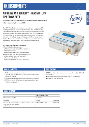 DPT-Flow-Batt Battery powered flow meter