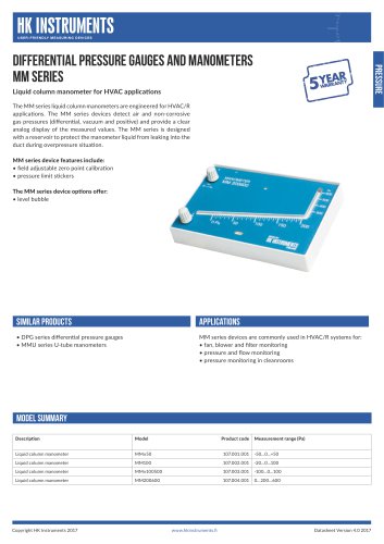 MM Liquid column manometer