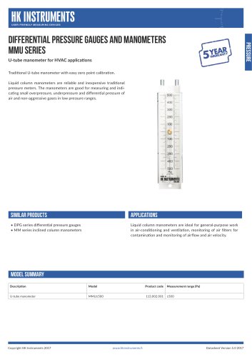 MMU U-tube manometer