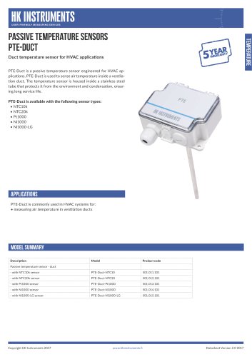 PTE-Duct Duct temperature sensor