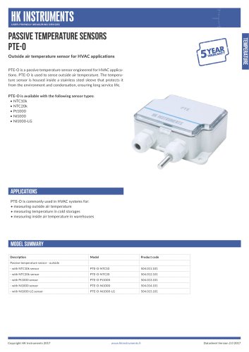 PTE-O Outside air temperature sensor