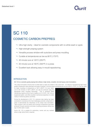 SC 110 Cosmetic Carbon Prepreg - Datasheet (v9)