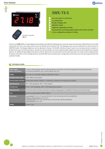 Low-cost meter SWE-73-S datasheet