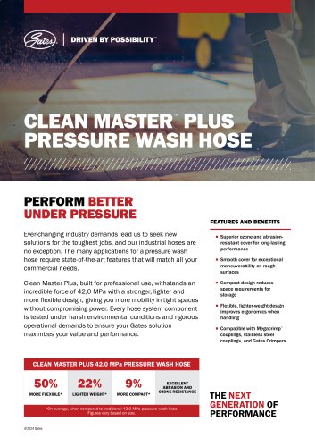 CLEAN MASTER&trade; PLUS  PRESSURE WASH HOSE