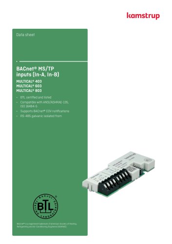 BACnet® MS/TP inputs (In-A, In-B)