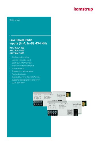 Low Power Radio inputs (In-A, In-B), 434 MHz