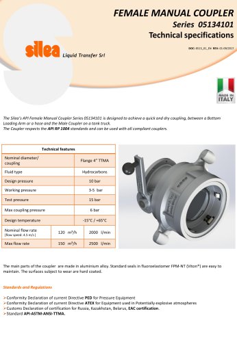 Female dry break coupler for bottom loading