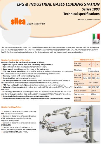 Lpg bottom loading / unloading arm, piston balance Loading. Lpg bottom loading / unloading station