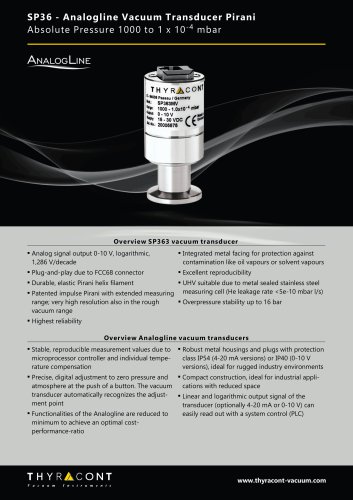 SP36 Vacuum Transducer Pirani