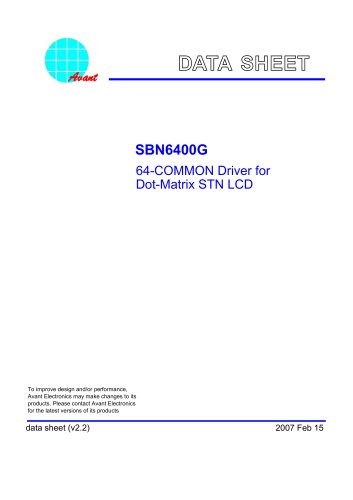 Avant SBN6400G LCD Driver