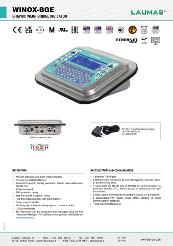 WINOX-BGE GRAPHIC WEIGHBRIDGE INDICATOR