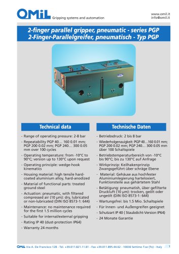 2-finger parallel gripper, pneumatic - series PGP