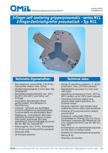 MCL 3-finger self-centering grippers, pneumatic