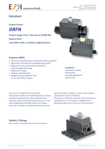 Datasheet torque sensor DRFN