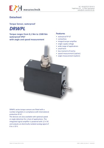 Datasheet torque sensor DRWPL