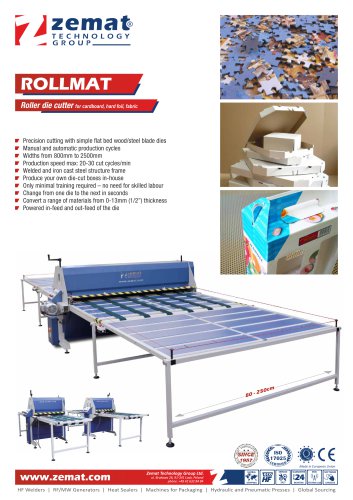 ROLLMAT | Roller die cutter for cardboard, hard foil, fabric