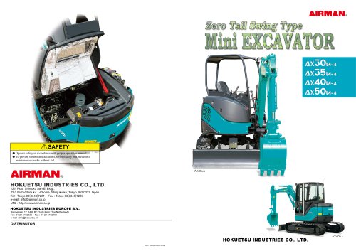 Mini Excavator AX27u / AX30u / AX35u / AX40u / AX50u