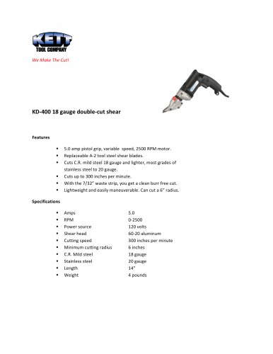 KD?400 18 gauge double?cut shear