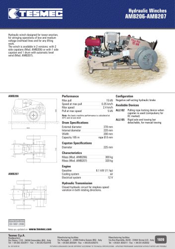 Hydraulic winches AMB206-AMB207