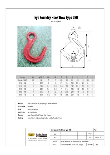 Eye Foundry Hook for Chain Sling