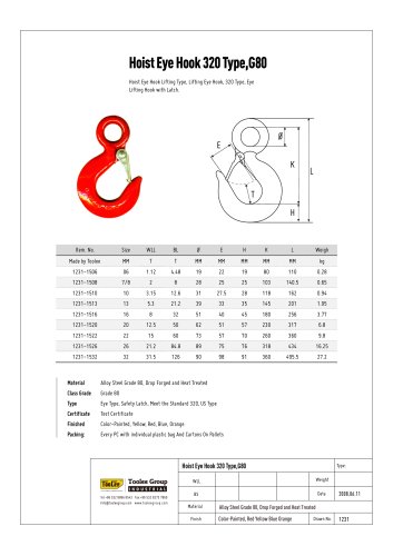 Eye Hoist Hook