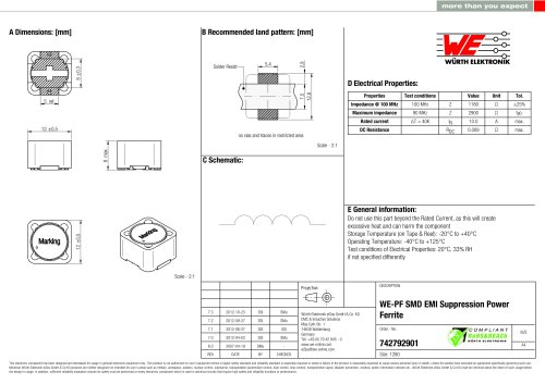 WE-PF SMD EMI Suppression Power Ferrite