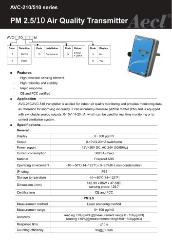 Aecl PM10 Transmitter Duct mount (PM10 sensor)