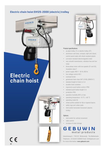 Electric chain hoist EH125-2000 (electric) trolley