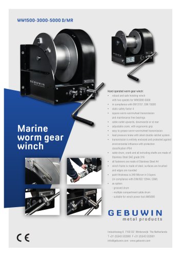 Marine worm gear winch WW1500-3000-5000 D/MR