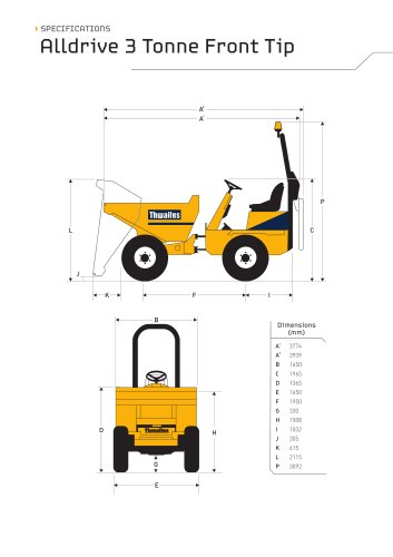 A full 3 tonne 4Wheel compact dumper