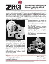 REFRACTORY BOARD TYPES ZIRCAL-18, ZIRCAL-45 AND  ZIRCAL-95