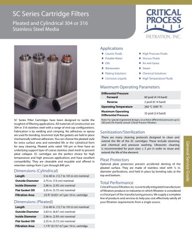 Pleated & Cylinder Stainless Steel Filter Cartridges