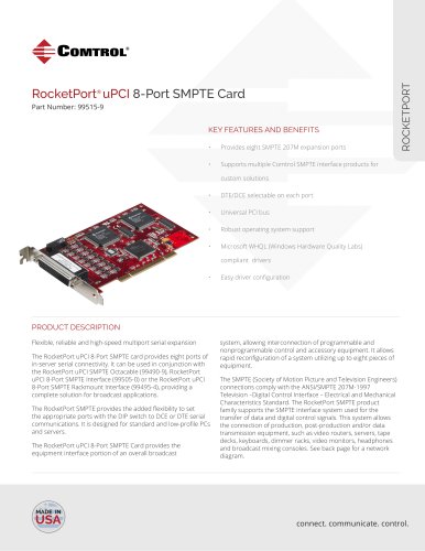 RocketPort ® uPCI 8-Port SMPTE Card