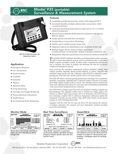 Model SAM 935 Portable Gamma Spectroscopy System