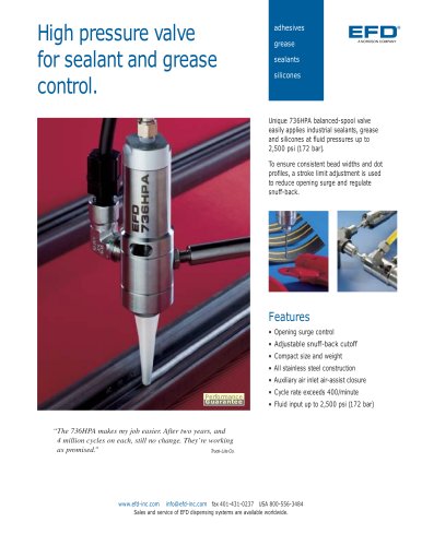 High pressure valve system for sealants and grease