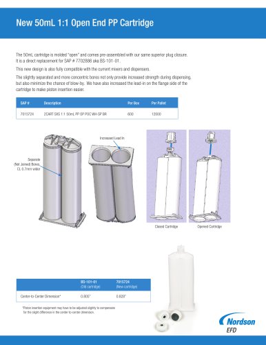 New 50mL 1:1 Open End PP Cartridge