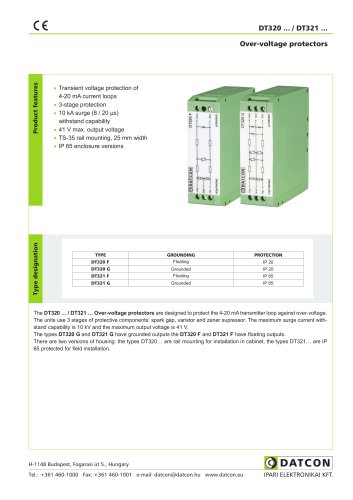 DT320 ... / DT321 ... Over-voltage protectors