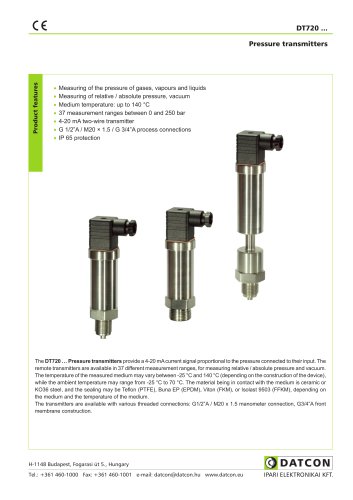 DT720 ... Pressure transmitters