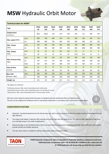 MSW Hydraulic Orbit Motor