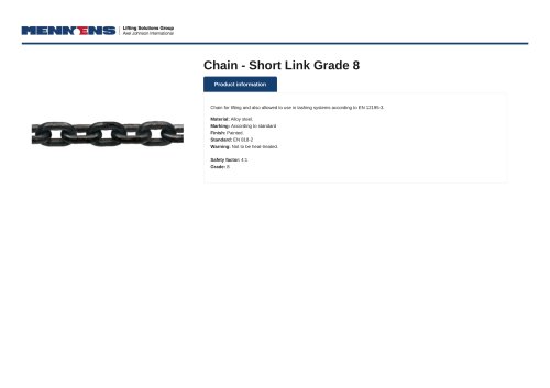 Chain - Short Link Grade 8