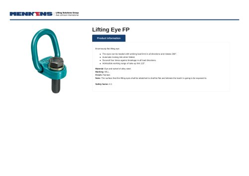 Lifting Eye FP