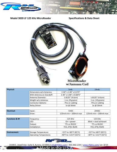 Model 3020 LF 125 KHz MicroReader