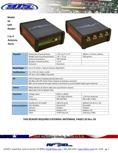 Model S4 UHF Reader
