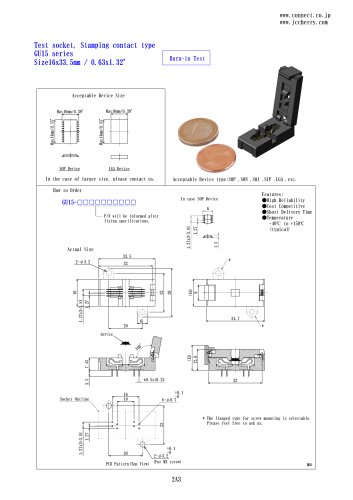 Burn-in test socket GU15 Frame series