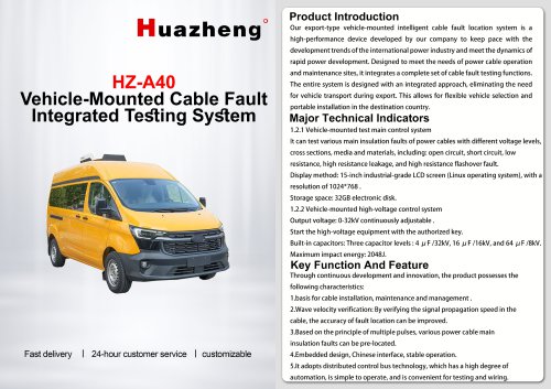Huazheng HZ-A40 Vehicle-Mounted Cable Fault Testing System Advanced Fault Location Solution