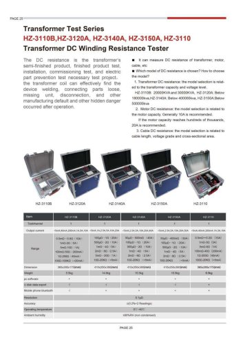 HZ-3110B HZ-3120A HZ-3140A HZ-3150A HZ-3110 Transformer DC Winding Resistance Tester