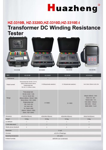 HZ-3310B / HZ-3320D / HZ-3310D / HZ-3310E-I 3 Phase Transformer DC Winding Resistance Tester for Accurate Transformer Testing