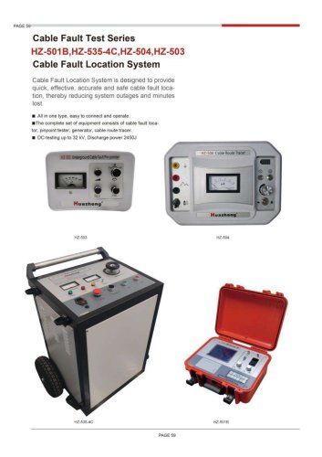 HZ-501B HZ-535-4C HZ-504 HZ-503 Cable Fault Location System