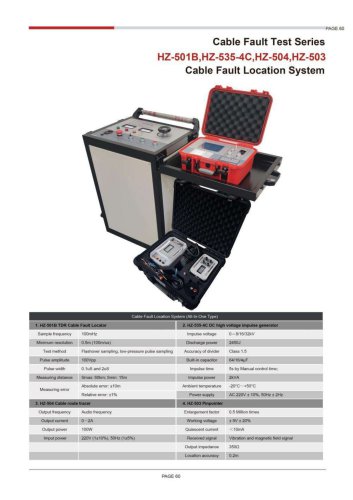 HZ-501B HZ-535-4C HZ-504 HZ-503 Cable Fault Location System